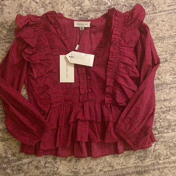 NWT Something Navy ruffle top - Picture 3 of 5